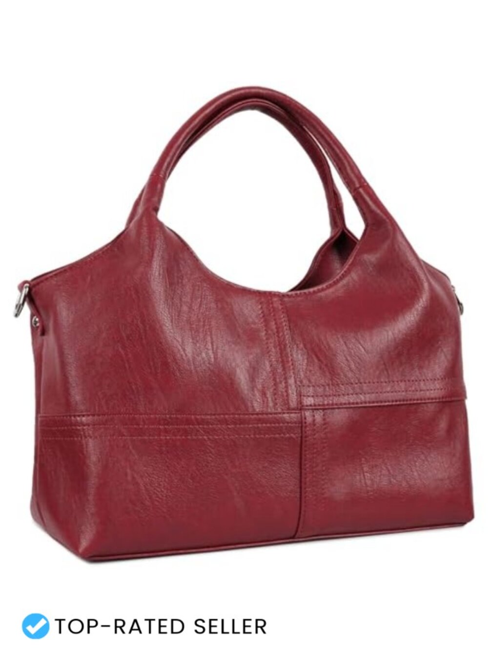 Vegan Leather Hobo Tote Bag with Detachable Satchel Strap Two-Handle Purse